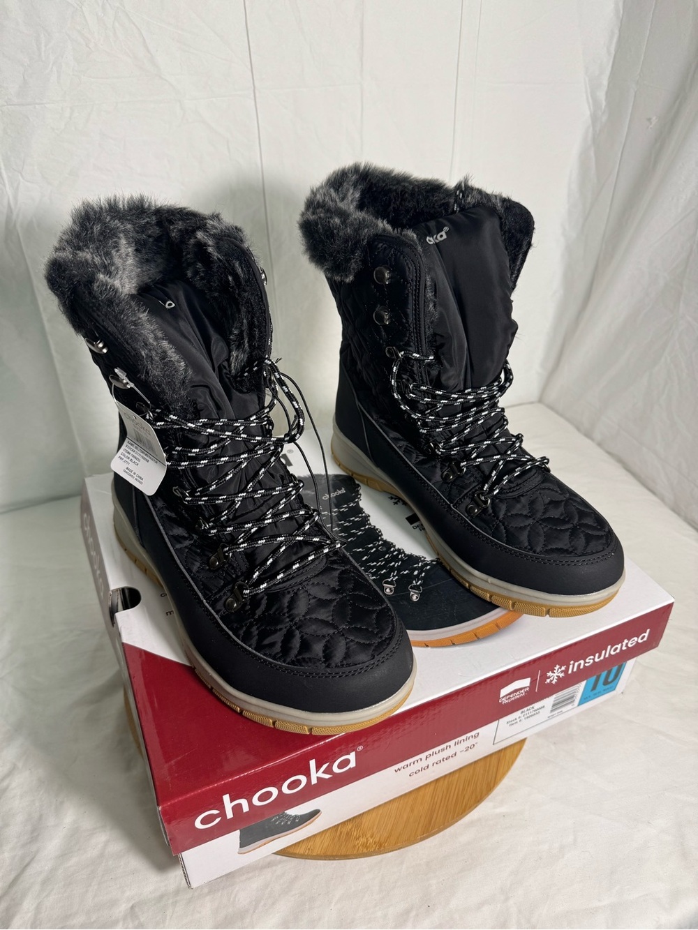 Chooka Belltown Mid Faux Fur Insulated Winter Boots Women’s Size 10 Black New